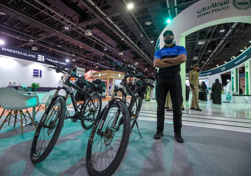 DUBAI, UNITED ARAB EMIRATES -Dubai police stand at the Careers UAE 2019 at Dubai World Trade Centre.  Leslie Pableo for The National for Patrick Ryan's story