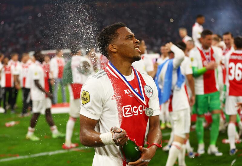 Jurrien Timber of Ajax has his admirers at Old Trafford. Getty