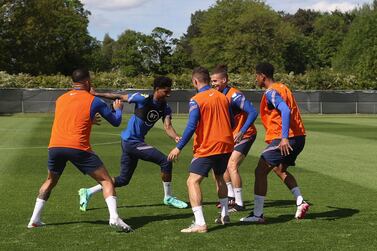 England stars enjoy a game of tag during training ahead of the warm-up game against Romania on Sunday. Getty