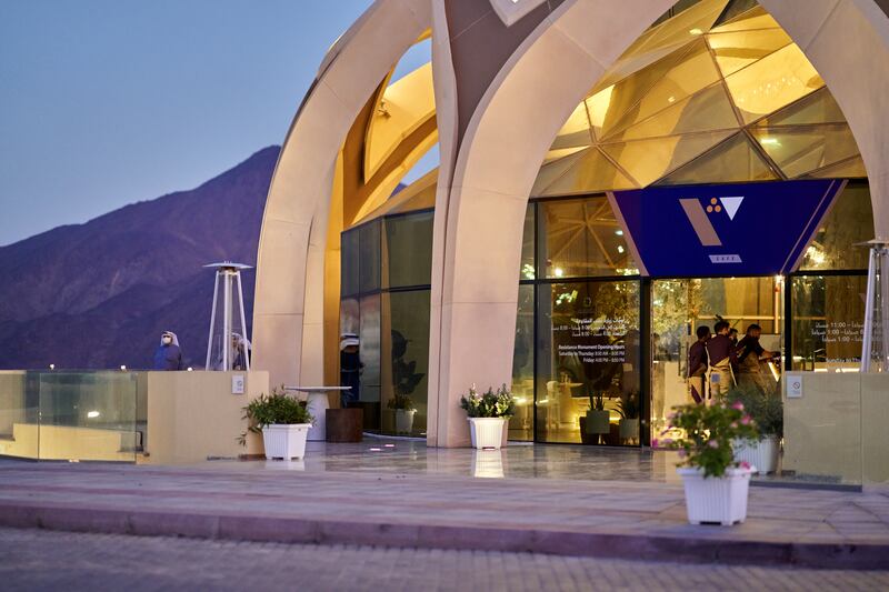 The entrance to V Cafe, which is located inside Khor Fakkan's Resistance Monument.