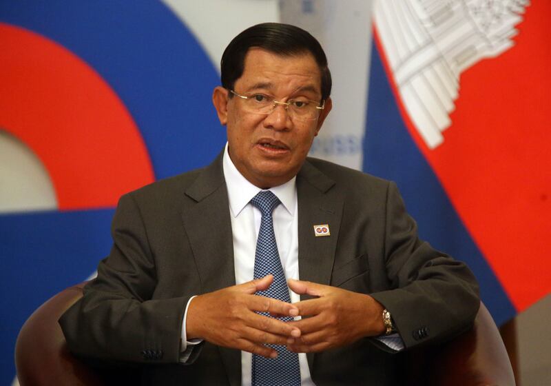 Cambodia's prime minister Hun Sen attends a meeting with Russian president Vladimir Putin at Bocharov Ruchey State Residence in Sochi, Russia. Mikhail Svetlov / Getty Images