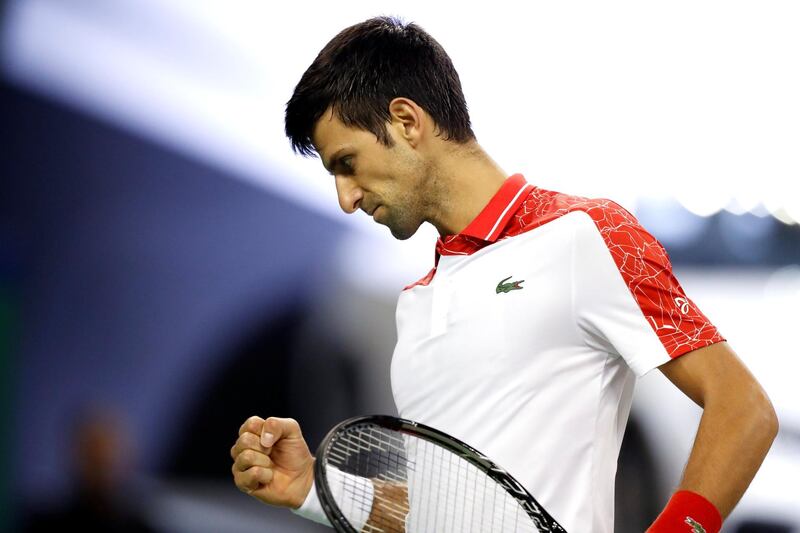 Tennis - Shanghai Masters - Shanghai, China - October 9, 2018 - Novak Djokovic of Serbia reacts during his match against Jeremy Chardy of France. REUTERS/Aly Song