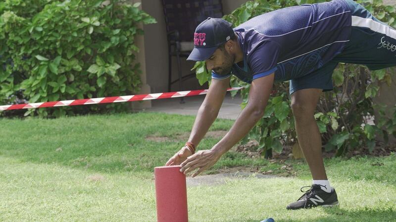 Rajasthan Royals' Shashank Singh out at his team hotel in Dubai ahead of IPL 2020. Courtesy Rajasthan Royals twitter / @rajasthanroyals