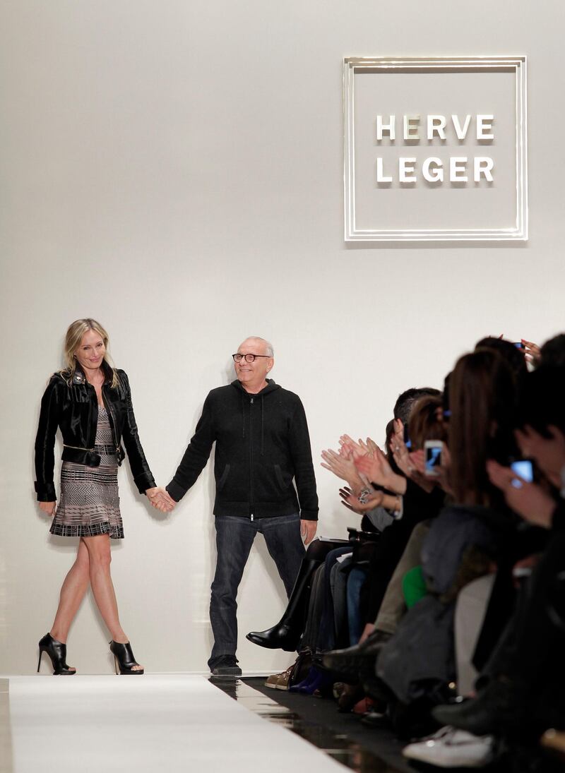 11 Feb 2012, Manhattan, New York City, New York State, USA --- Max Azria steps out on the runway after the Herve Leger fashion show for the Fall 2012 Collections at Mercedes-Benz Fashion Week at Lincoln Center In New York City on February 11, 2012. --- Image by © John A. Angelillo/Corbis