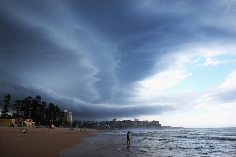 A large storm front moves over Manly Beach in Sydney, Australia. Storm conditions have hit residents of Sydney and surrounding areas over the past eight days which has brought hail, flash flooding and high winds. Cameron Spencer / Getty