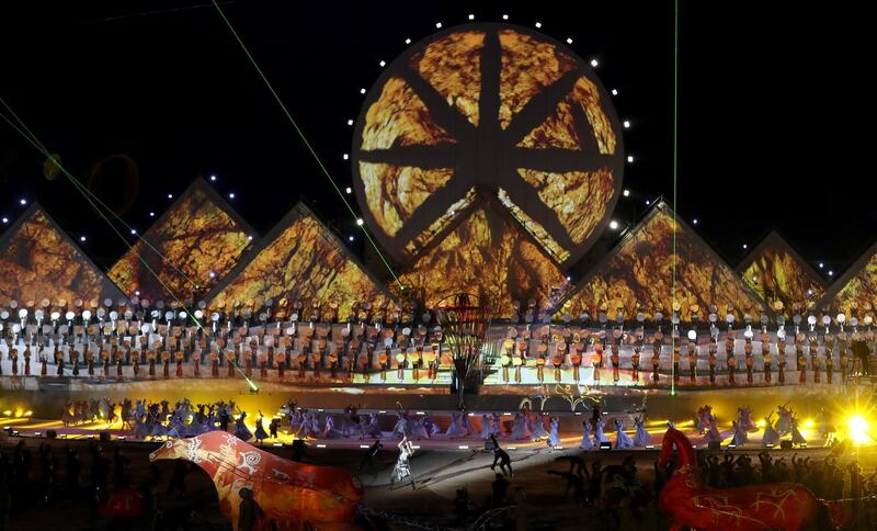 Artists perform at the opening ceremony of the World Nomad Games. EPA