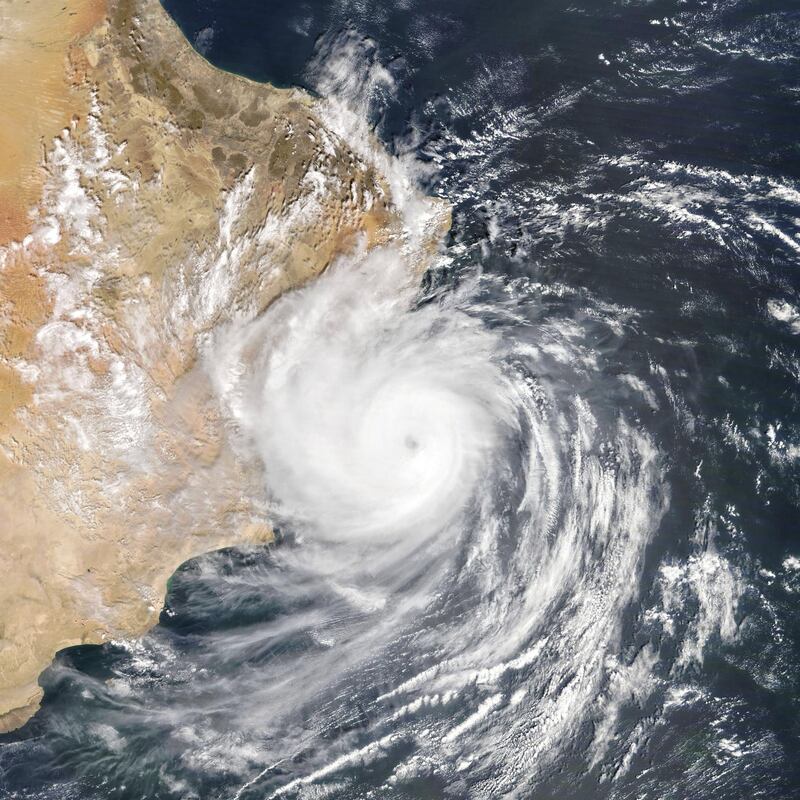 A satellite image shows Tropical Cyclone Hikaa moving over Oman. EPA