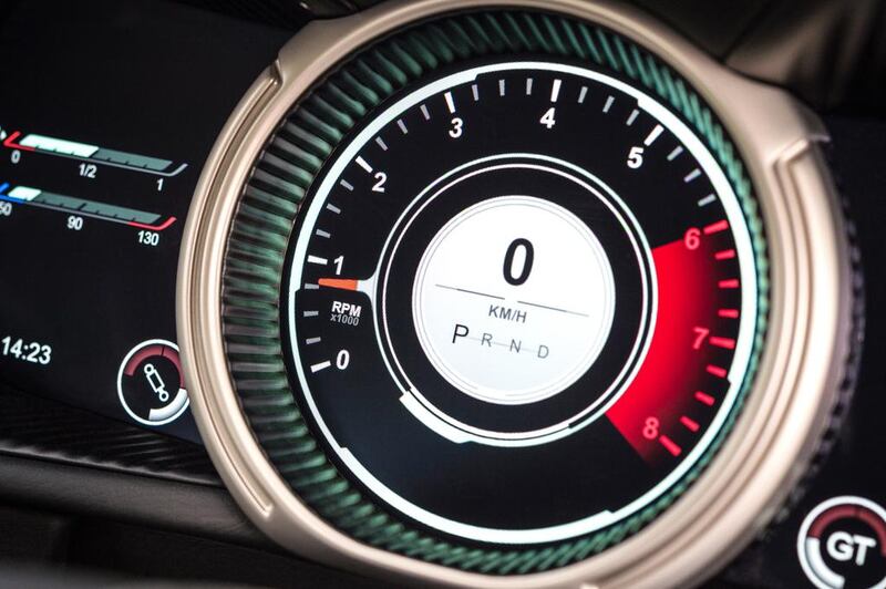 The rev counter in the DB11’s cabin, which has been significantly overhauled compared to the DB9. Courtesy Aston Martin Lagonda