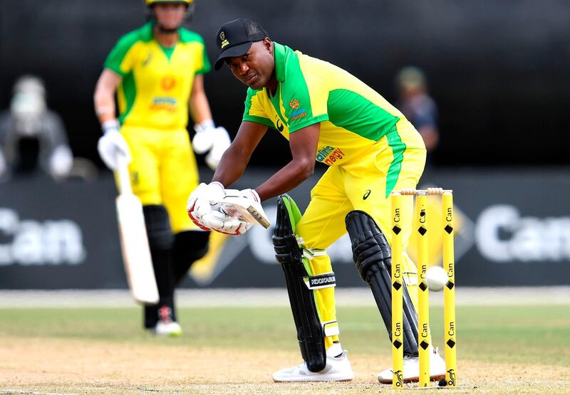 Brian Lara made 30 for Ponting XI against Gilchrist XI during the celebrity charity match to raise funds for people affected by the Australian bushfires in Melbourne. AFP