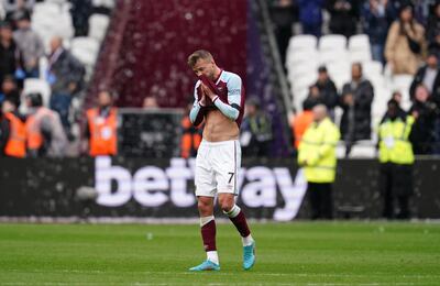 West Ham United's Andriy Yarmolenko after the final whistle. PA