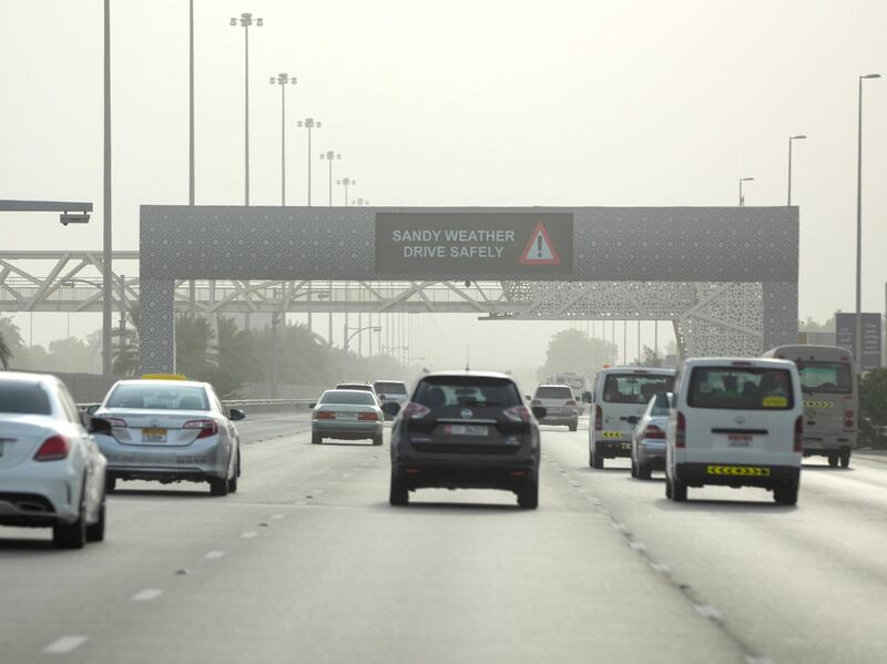 Abu Dhabi, United Arab Emirates, October 7, 2019.  
Sandy weather warning at Al Raha area.
Victor Besa / The National
Section:  NA
Reporter: