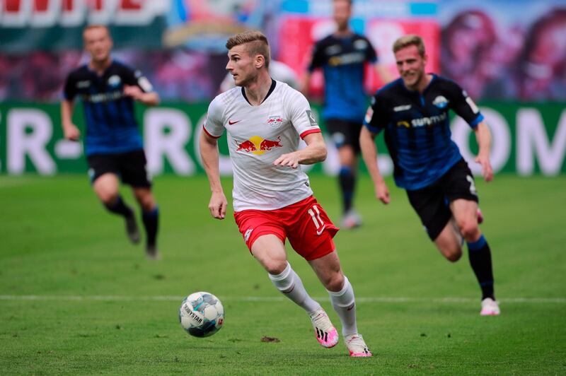 RB Leipzig's Timo Werner in action against Paderborn. EPA