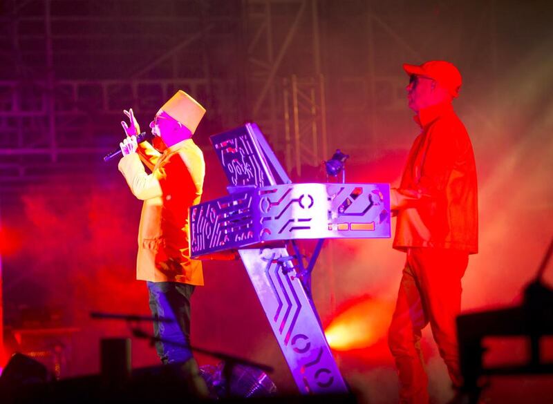 As always, the keyboard player Chris Lowe remained stock-still on stage, his face inscrutable behind dark glasses, every so often pressing a button or changing absurd headgear (from an entire glitter ball to huge metallic moose horns), leaving Tennant to sing, strut and occasionally interact with the crowd. 