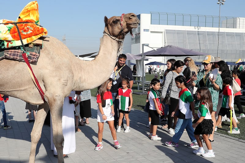 Camels, falcons, henna, gifts and game tents were part of the celebrations at Gems Wellington Academy Al Khail. All photos: Pawan Singh/The National
