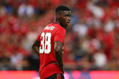SINGAPORE - JULY 20: Axel Tuanzebe of Manchester United is seen during the 2019 International Champions Cup match between Manchester United and FC Internazionale at the Singapore National Stadium on July 20, 2019 in Singapore. (Photo by Pakawich Damrongkiattisak/Getty Images)