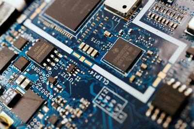 Semiconductor chips on a circuit board. Reuters