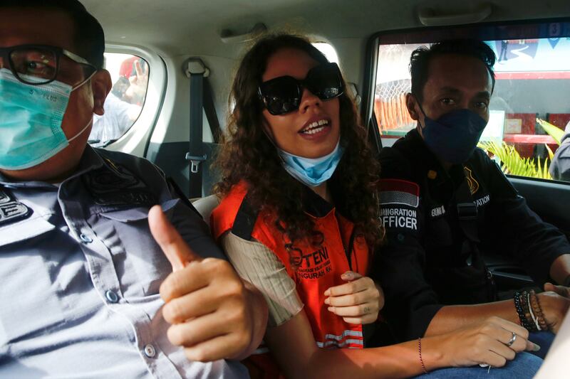 Heather Mack, an American woman jailed in 2015, along with her then boyfriend, for her role in her mother's murder, leaves Kerobokan Prison in Bali, Indonesia. Reuters