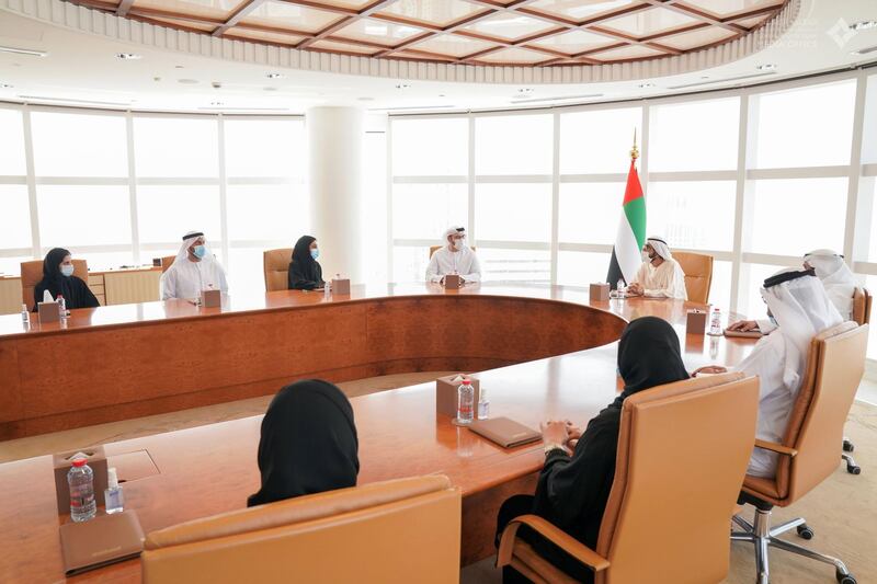Sheikh Mohammed bin Rashid, Vice President and Ruler of Dubai, meets representatives from Marshal Intech on Saturday. Courtesy: Dubai Media Office