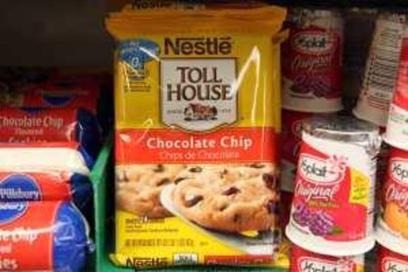 SAN FRANCISCO - JUNE 19: A package of Nestle Toll House chocolate chip cookies is displayed on a shelf at Bryan's Fine Foods June 19, 2009 in San Francisco, California. Nestle is voluntarily recalling its Toll House refrigerated cookie dough products after the Food and Drug Administration issued a warning of possible E.coli contamination.   Justin Sullivan/Getty Images/AFP
