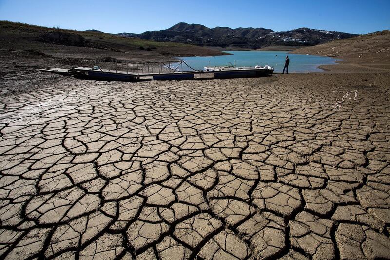 A view of La Vinuela reservoir seriously affected by droughts in Malaga, southern Spain. Daniel Perez / EPA