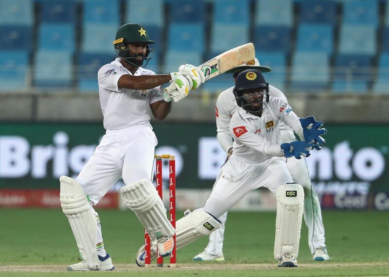 DUBAI, UNITED ARAB EMIRATES - OCTOBER 09:  Asad Shafiq of Pakistan bats during Day Four of the Second Test between Pakistan and Sri Lanka at Dubai International Cricket Ground on October 9, 2017 in Dubai, United Arab Emirates.  (Photo by Francois Nel/Getty Images)