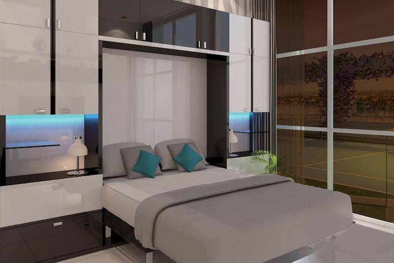 Nearly a third of all the homes expected to be completed in Dubai this year are sitting empty, according to CBRE. Pictured, the fold-out bed. Courtesy Danube Group