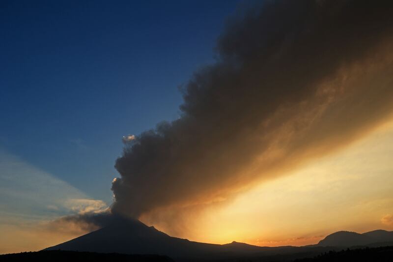 Popocatepetl volcano outside Mexico City spews ash. Around two dozen flights have been cancelled as a result. AFP