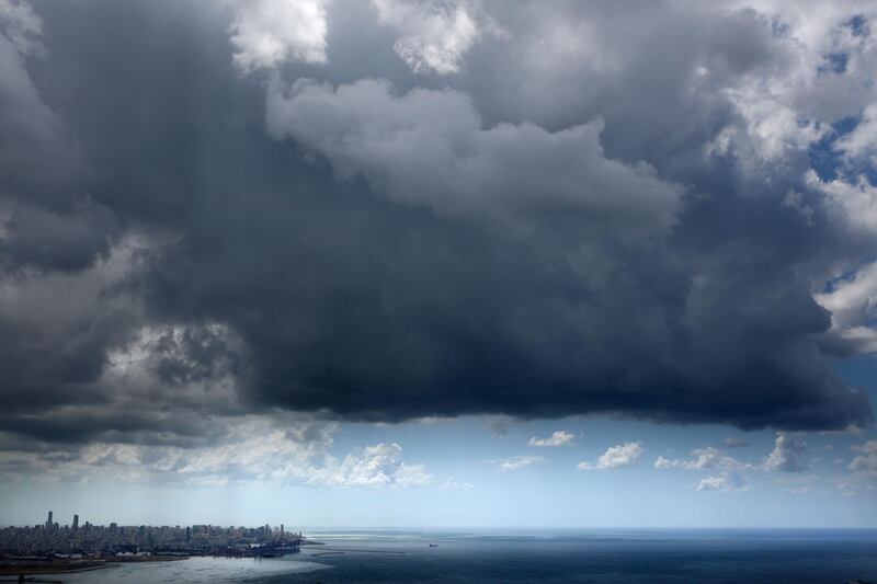 Storm clouds form over the Lebanese capital Beirut. AFP