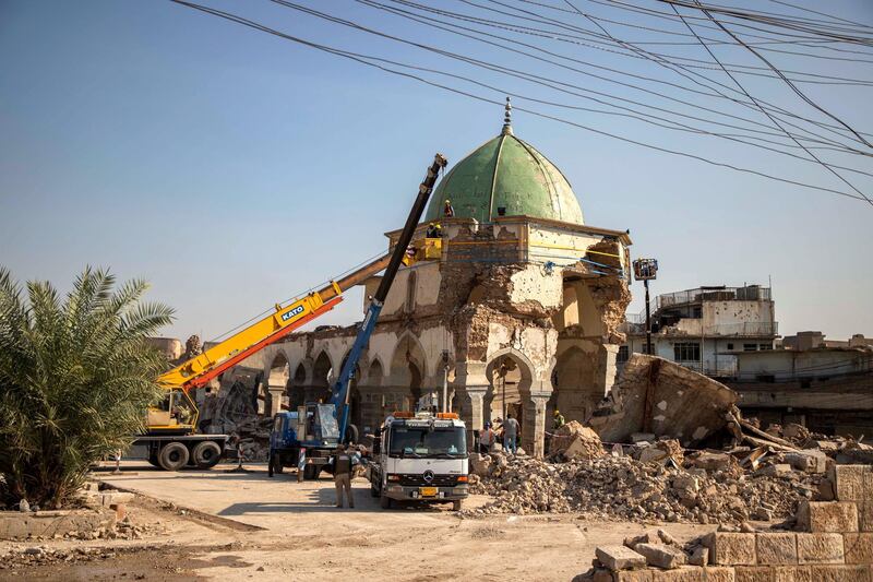 Al Nouri mosque - work on site. Moamin Al-Obeidi / UNESCO