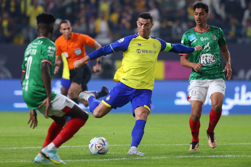 Al Nassr's Portuguese forward Cristiano Ronaldo takes a shot. AFP