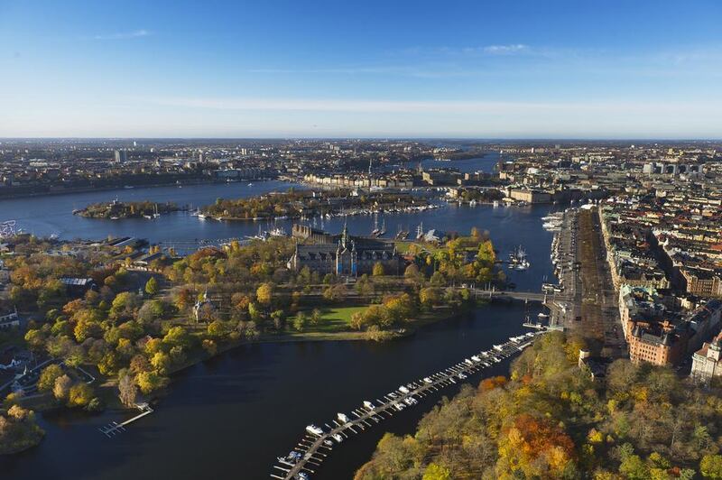 An aerial view Stockholm in autumn (Photo by Jeppe Wikström)