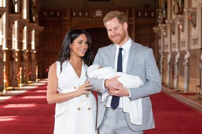 FILE - FEBRUARY 14: Megan, Duchess of Sussex and Prince Harry, Duke of Sussex are expecting their second child together. WINDSOR, ENGLAND - MAY 08: Prince Harry, Duke of Sussex and Meghan, Duchess of Sussex, pose with their newborn son Archie Harrison Mountbatten-Windsor during a photocall in St George's Hall at Windsor Castle on May 8, 2019 in Windsor, England. The Duchess of Sussex gave birth at 05:26 on Monday 06 May, 2019. (Photo by Dominic Lipinski - WPA Pool/Getty Images)