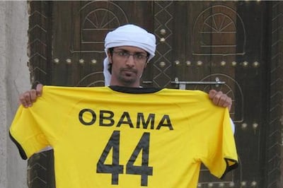 Salem Alkarbi sent Barack Obama a custom-made Al Wasl shirt. Courtesy Salem Alkarbi