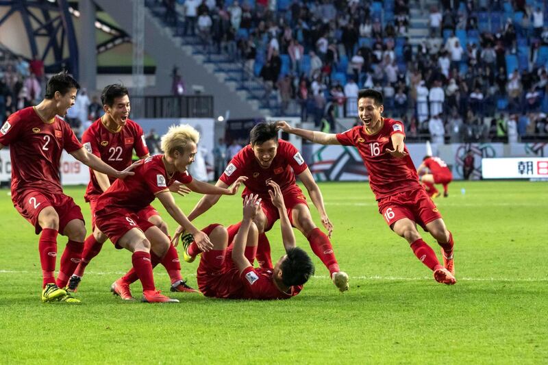 DUBAI, UNITED ARAB EMIRATES. 20 JANUARY 2019. AFC Football at Al Maktoum Stadium. Jordon vs Vietnam. Penalty kick won by B.T.Dung takes the match for Vietnam.  (Photo: Antonie Robertson/The National) Journalist: John McAuley. Section: Sport.