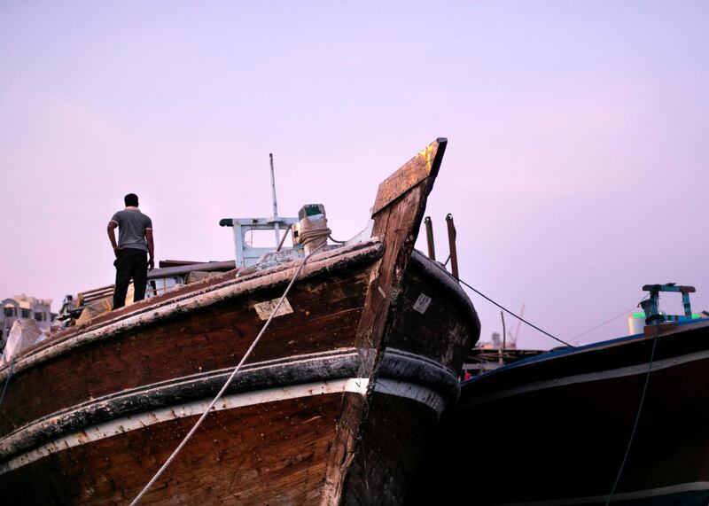 DUBAI, UNITED ARAB EMIRATES - JULY 10 2019.

Dhows unloading and loading items by Deira's Spice Market.

For many people, the creek (Khor) with its dhow moorings, abra water taxis, and souks is the very essence of the old city - the place where many things have started. 

For decades, Dubai Creek has been a hub of activity as traders bring in goods and sell their wares at the bustling markets nearby.


 
Photo by Reem Mohammed/The National)

Reporter: JOHN DENNEHY
Section: 