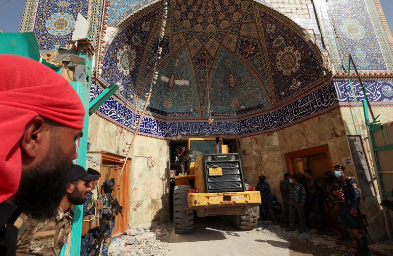 The ceiling of the shrine caved in when the landslide hit, authorities said. Reuters