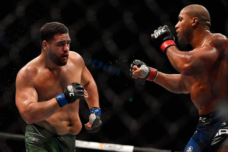 Ciryl Gane competes against Tai Tuivasa during their UFC heavyweight fight. AFP