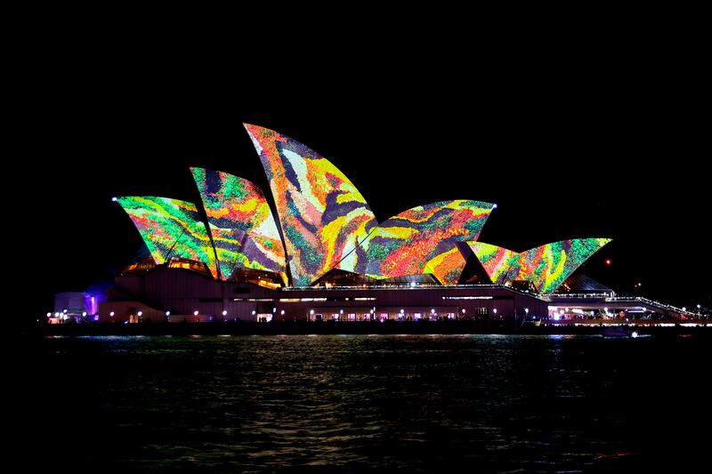 The Sydney Opera House is illuminated in Australia. Vivid Sydney is an annual festival of light, music and ideas, celebrating its 12th year in 2022.  Getty Images
