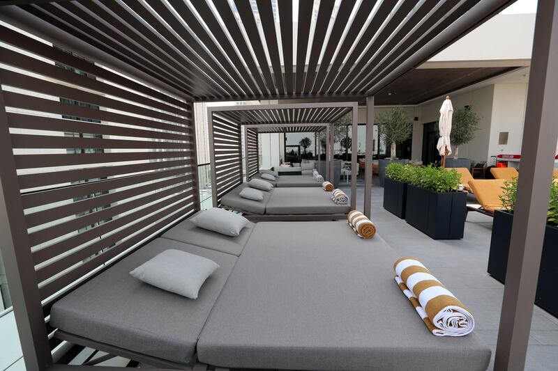 Cabanas by the rooftop pool