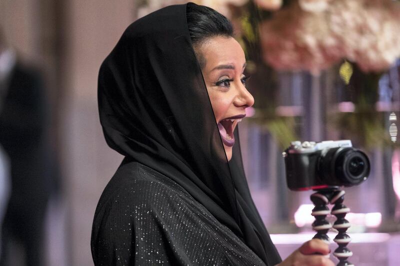 Dubai, United Arab Emirates, December 6, 2017:    Nayla Al Khaja walks the red carpet during the opening night of Dubai International Film Festival at Madinat Jumeirah in Dubai December 6, 2017. Christopher Pike / The National

Reporter: Chris Newbould
Section: Arts & Culture