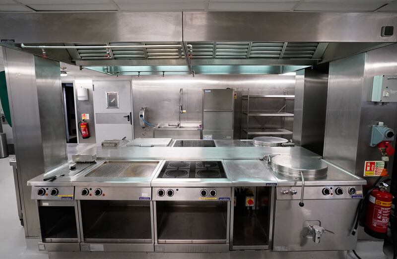 The galley area. Food will be provided by Connect Catering, with menus including spaghetti with meatballs, roast turkey and Irish stew