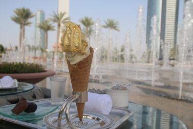 Ice cream dipped in 24K gold at Emirates Palace