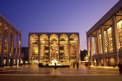 ARNK43 Lincoln Center for the Performing Arts Metropolitan Opera House New York City Lit Up House at Night NYC USA Sandra Baker