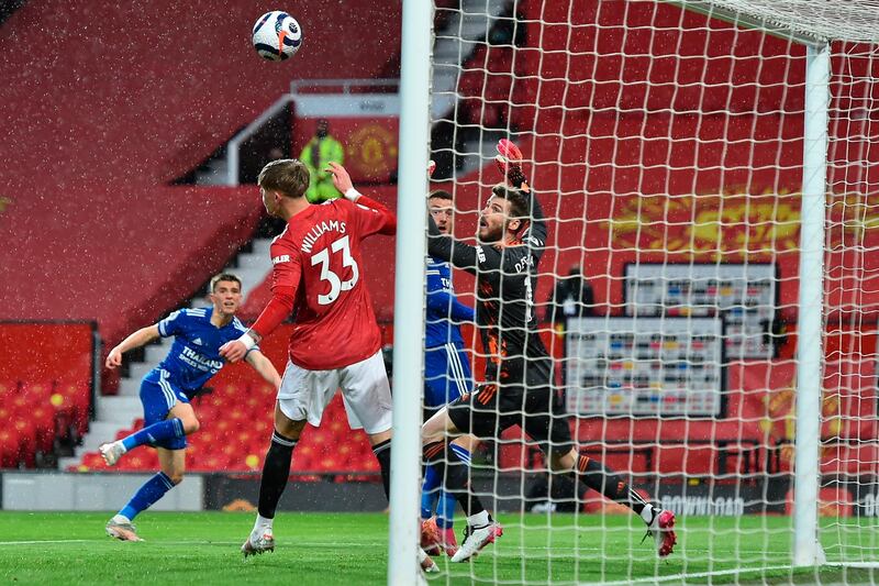 Leicester City's Luke Thomas opens the scoring. EPA