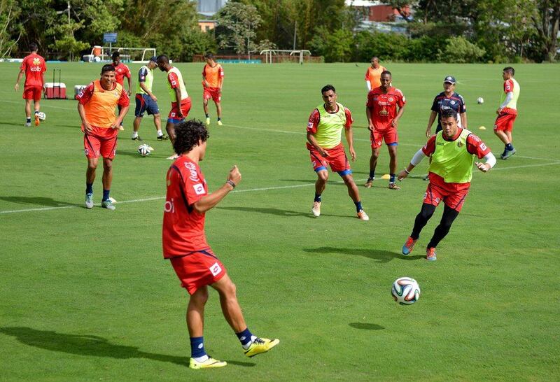 The Costa Rica team train on May 21, 2014. Ezequiel Becerra / AFP