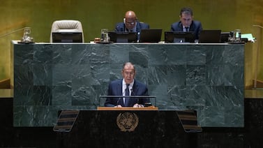Sergey Lavrov, Russia's Foreign Minister, speaks during the UN General Assembly in New York. Bloomberg