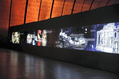 A 20-metre, 30-screen video wall displays images that take visitors from ancient Arabia to  Renaissance Italy and back to the present. Courtesy Ithra