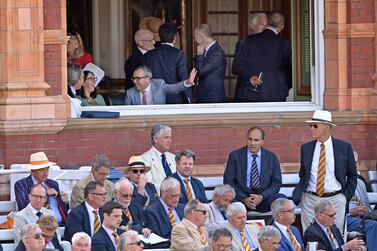 LONDON, ENGLAND - JUNE 02: MCC members and guests including photographer Tom Shaw (c) enjoy their day during day one of the First Test match between England and New Zealand at Lord's Cricket Ground on June 02, 2022 in London, England. (Photo by Stu Forster / Getty Images)