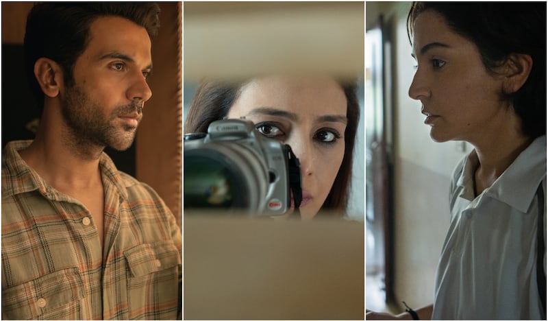 From left, Rajkummar Rao in 'Monica, O My Darling', Tabu in 'Khufiya' and Anushka Sharma in 'Chakda 'Xpress'. All photos: Netflix