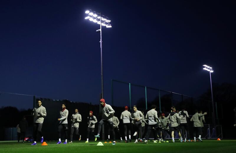Liverpool players during training. Reuters